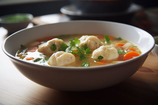 Kyckling dumpling soppa en självärmande soppa glädje