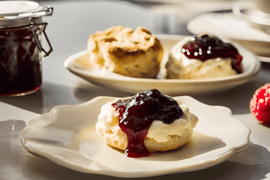 Traditionell engelsk koagulerad grädde för scones och te