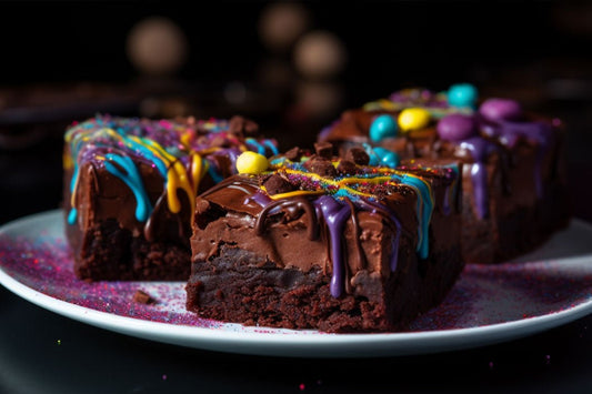 Kosmiska brownies med rik chokladganache