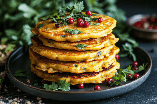 Savory kikärtspannkakor (Besan Chilla) med örter och kryddor