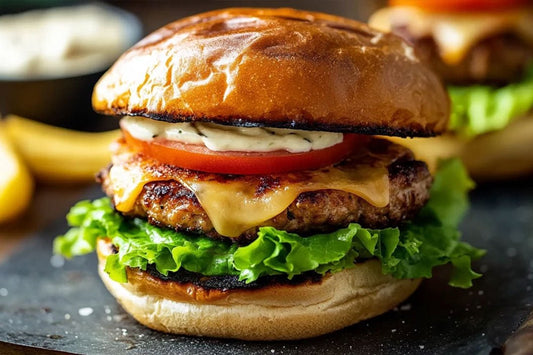 Juicy Chicken Mince Burger med vitlök aioli