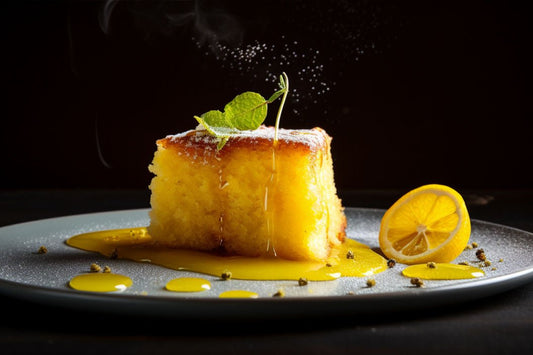 Zesty Lemon Polenta Cake med en citrusglasyr