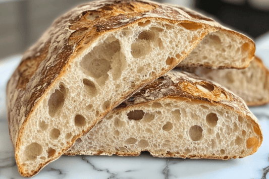 Artisan Sourdough Bread med Crispy Crust och Open Crumb