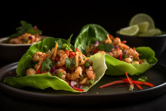 Räkor sallad omslag med zesty lime dressing