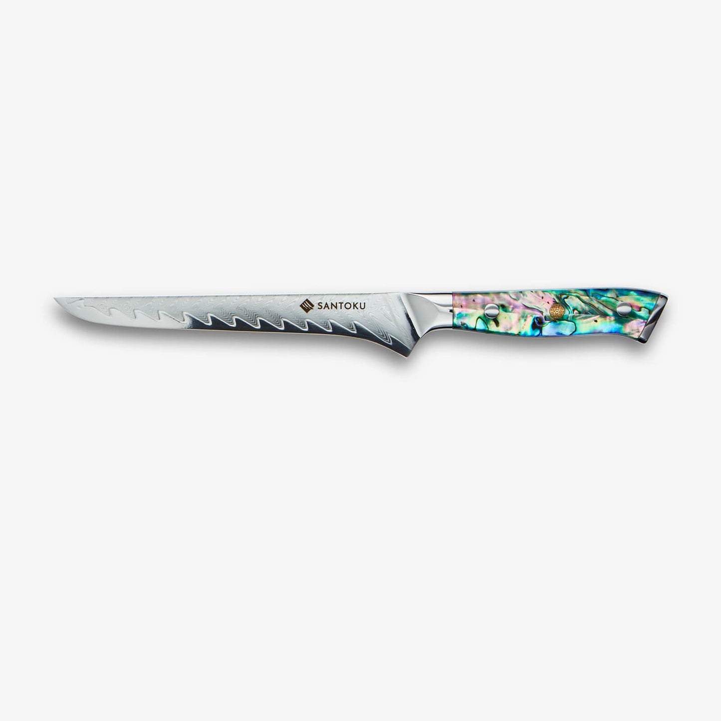Chikashi (ちかし) Damascus stålkniv med abalonhandtag