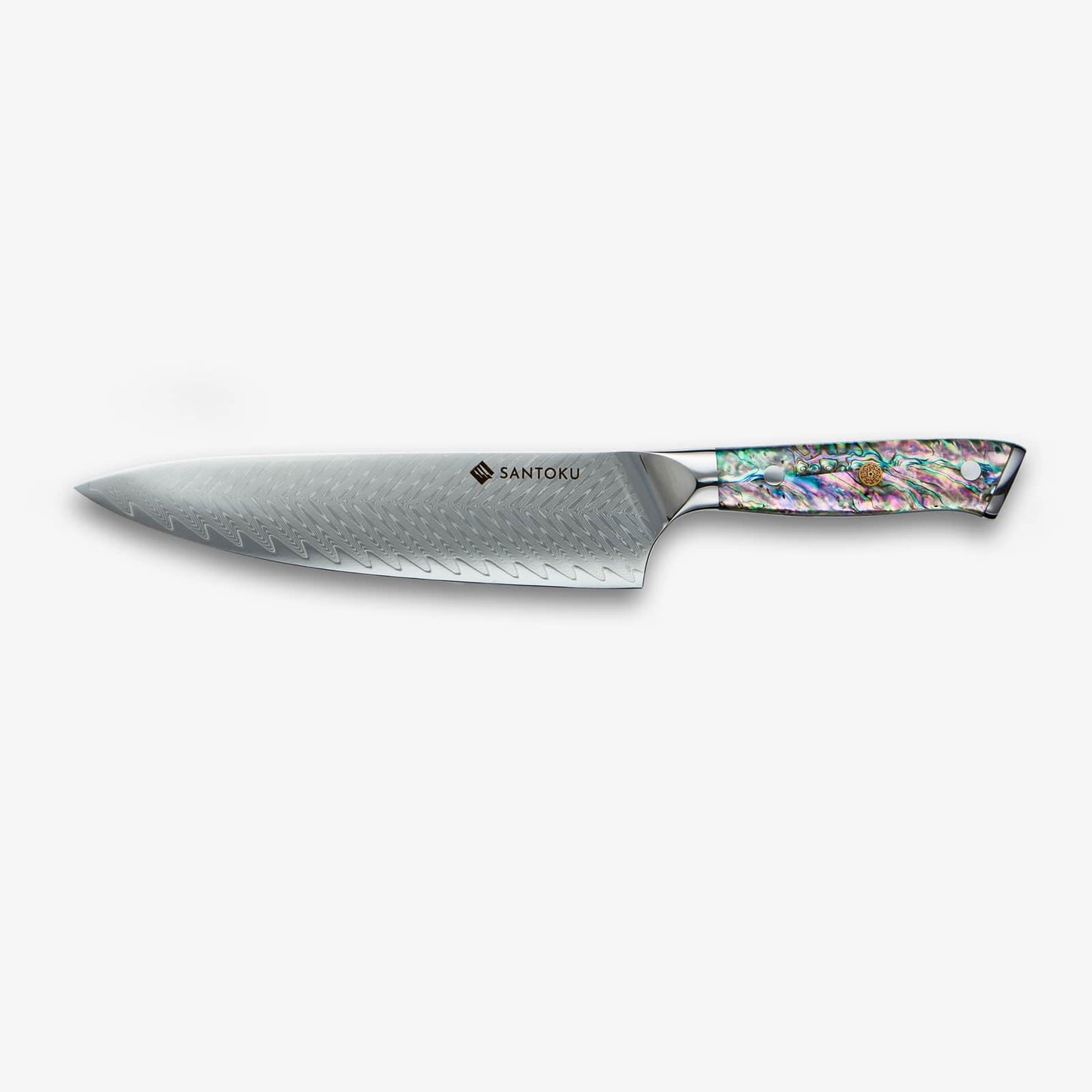 Chikashi (ちかし) Damascus stålkniv med abalonhandtag