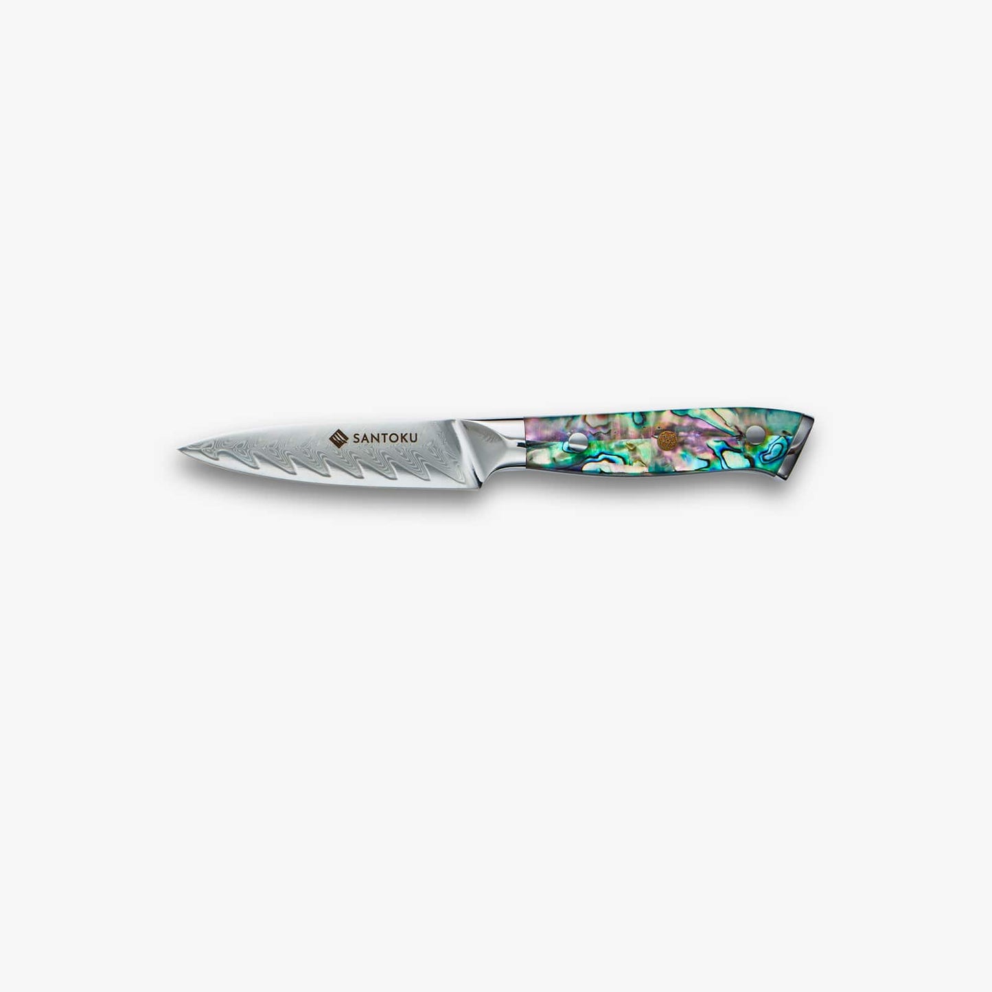 Chikashi (ちかし) Damascus stålkniv med abalonhandtag