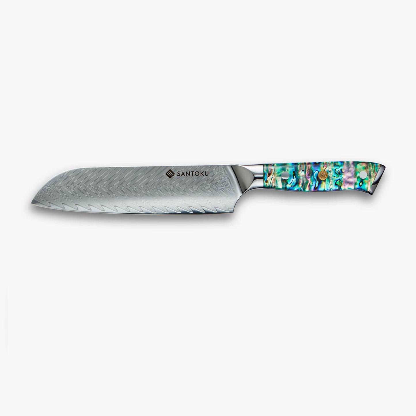 Chikashi (ちかし) Damascus stålkniv med abalonhandtag