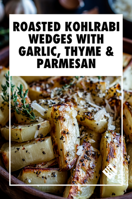 Roasted Kohlrabi Wedges with Garlic, Thyme & Parmesan