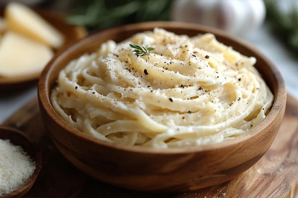 Dekadent krämig vit pastasås med vitlök