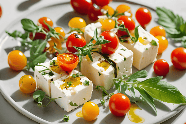Örtmarinerad feta i olivolja med vitlök och citron
