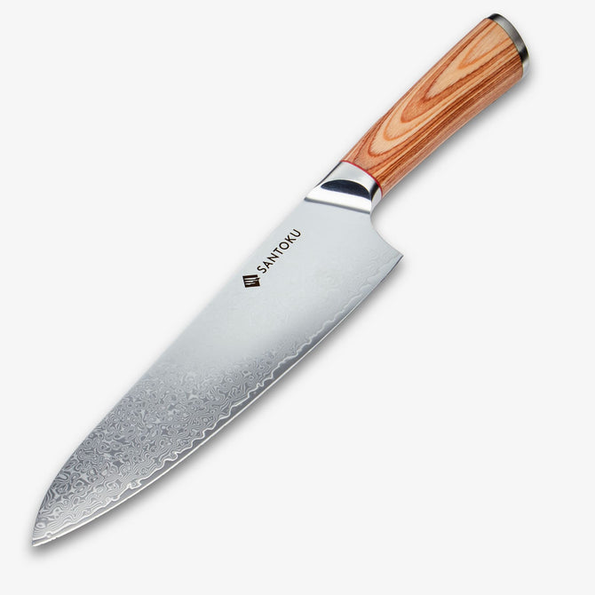 Haruta 8 tums VG10 Japansk Damaskus stål Gyuto kockkniv med trähandtag och skida