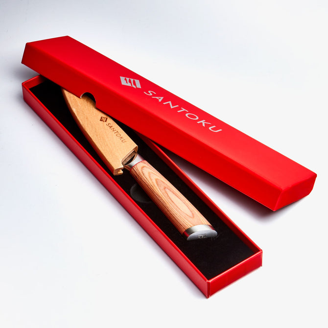 Haruta 4 tums VG10 japansk damaskusstål skalkniv med trähandtag och skida