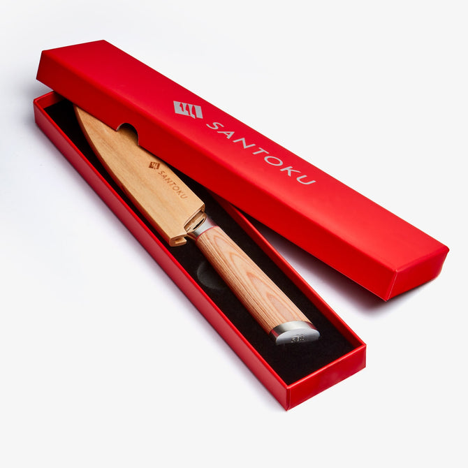 Haruta 5-tums VG10 Japansk Damaskus Steel Utility Kniv med trähandtag och skida