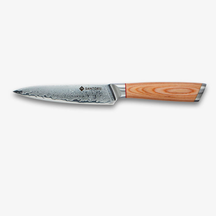 Haruta 5-tums VG10 Japansk Damaskus Steel Utility Kniv med trähandtag och skida