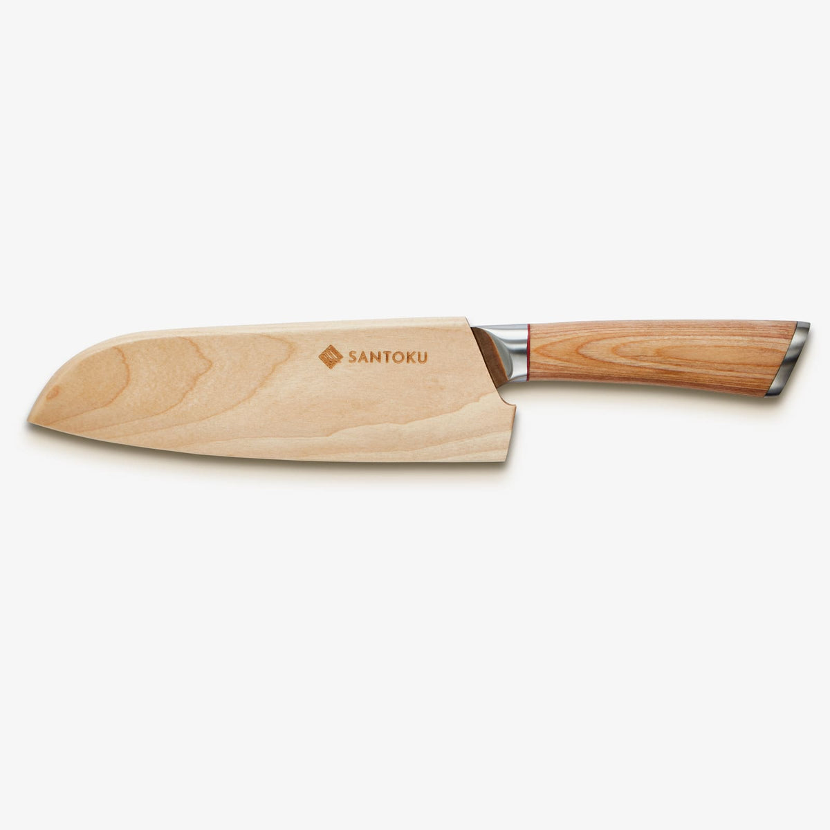 Haruta 7 tums VG10 japansk damaskus stål Santoku kniv med trähandtag och skida