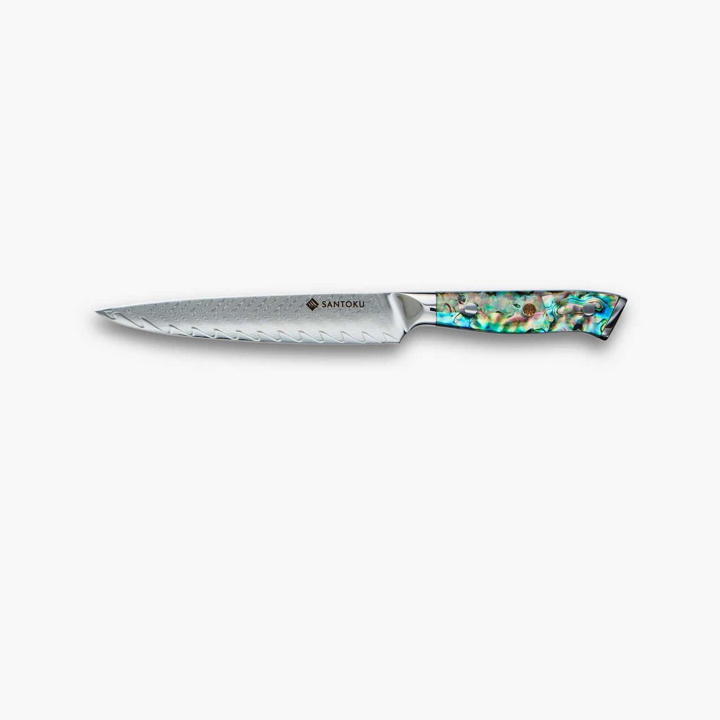 Chikashi (ちかし) Damaskus stålkniv med abalonhandtag