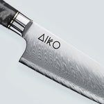 Aiko Black Damaskus stålkniv med färgat svart hartshandtag