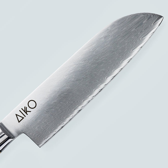 Aiko Black Damaskus stålkniv med färgat svart hartshandtag