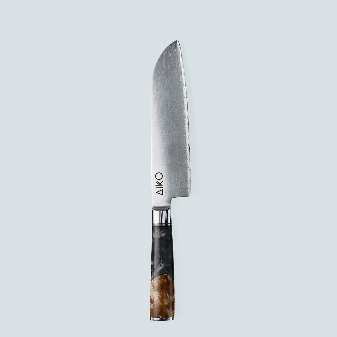 Aiko Black (あいこ, アイコ) Damaskus stålkniv med färgat svart hartshandtag